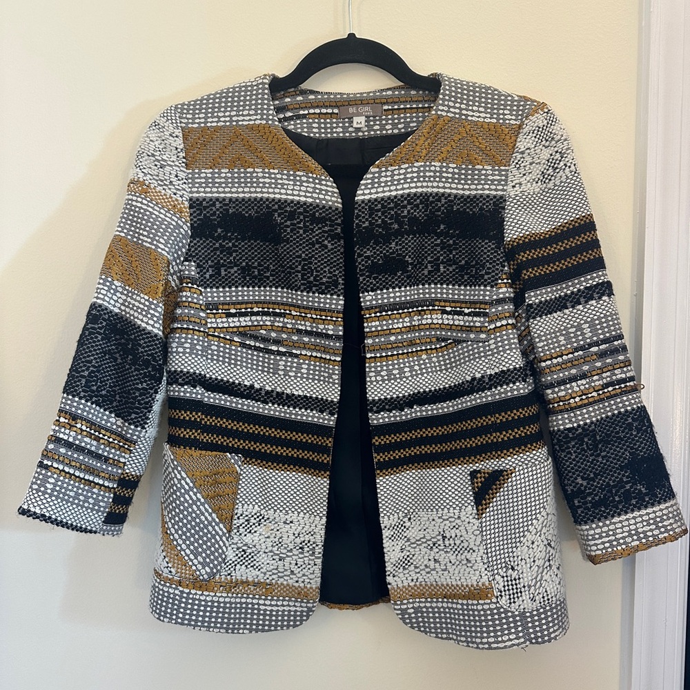 Chic gold mix b&w tweed light jacket
